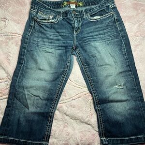 Maurices Distressed Blue Cropped Jeans